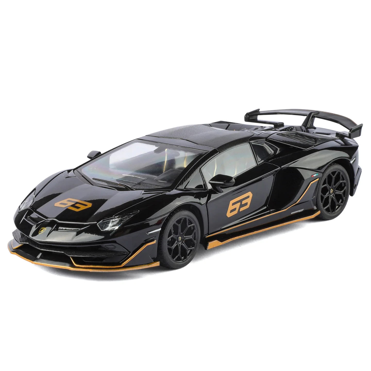 

Модель классического спортивного автомобиля Black Mamba 1:24, имитация Lan SVJ63, из сплава, со звуком и светом, инерционная игрушка