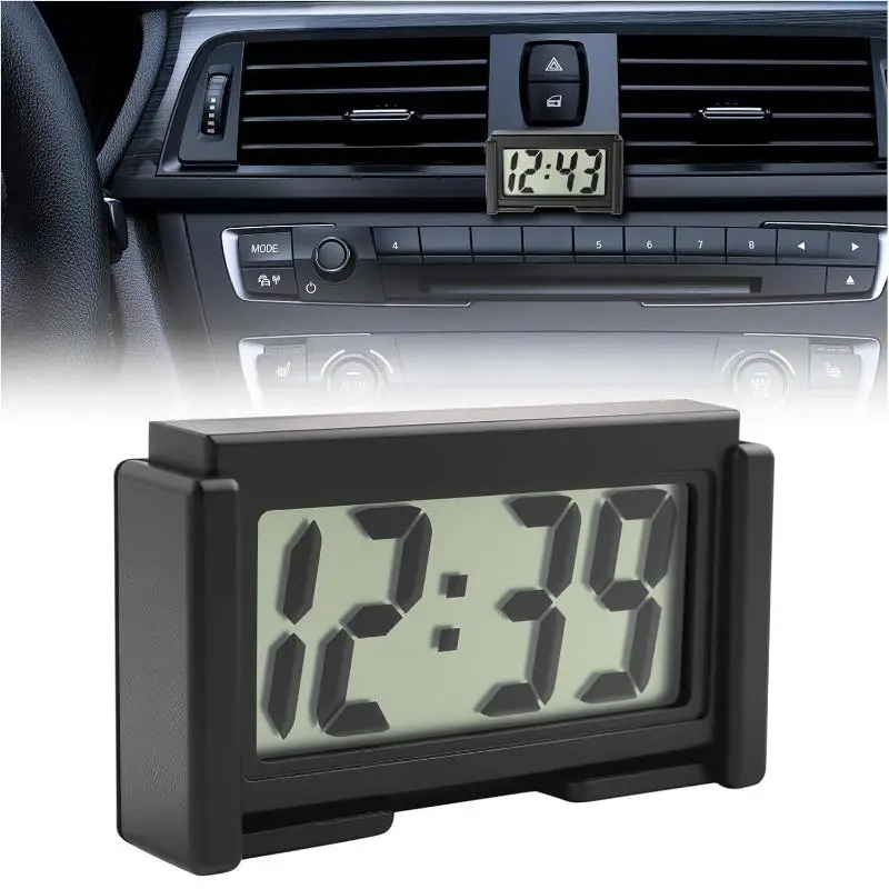 Digital Car Clock for Dashboard 12V Mini Portable with Large LCD Screen Perfect for Car Vehicle Time Display