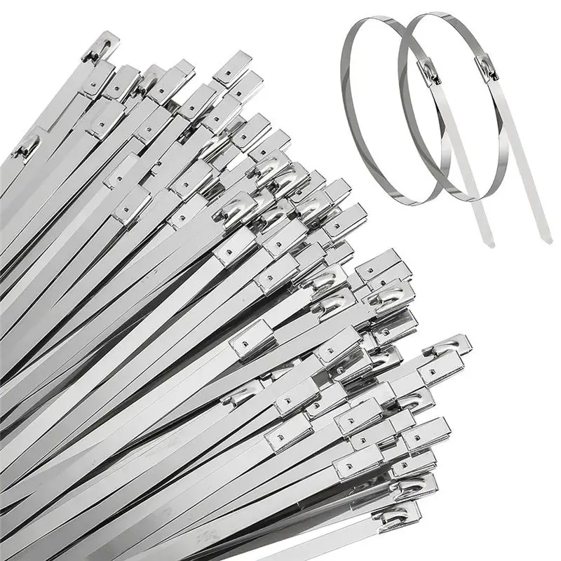 A1566FHOT]Metal Zip Ties Heavy Duty Self-Locking Stainless Steel Cable Ties for Machinery, Vehicles, and More (11.8 inch, 100