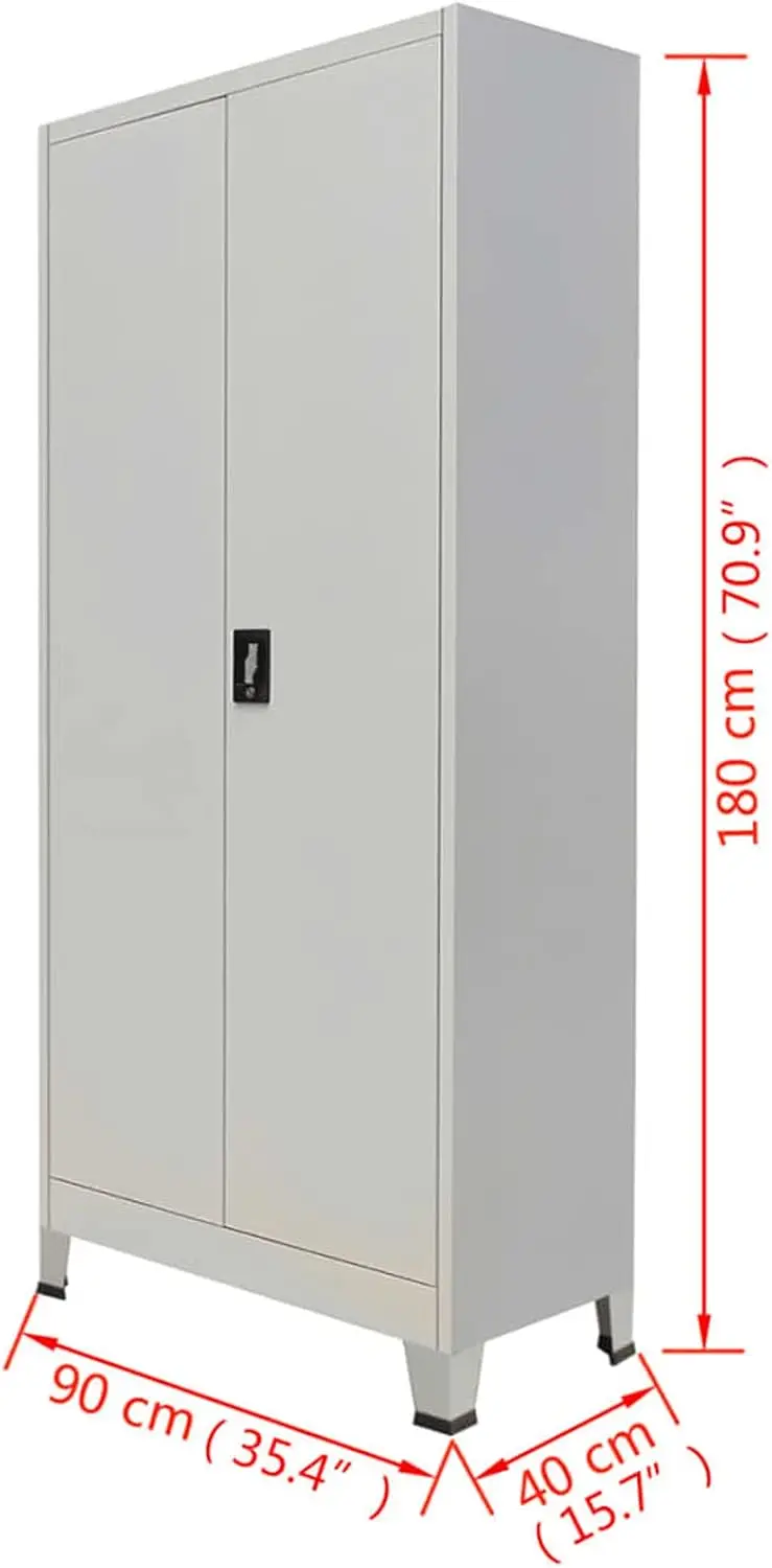 Gecheer Steel Locker Office Cabinet With Doors And 4 Shelves, Home Office Storage Cabinets Lockable 2 Doors File Cabinet