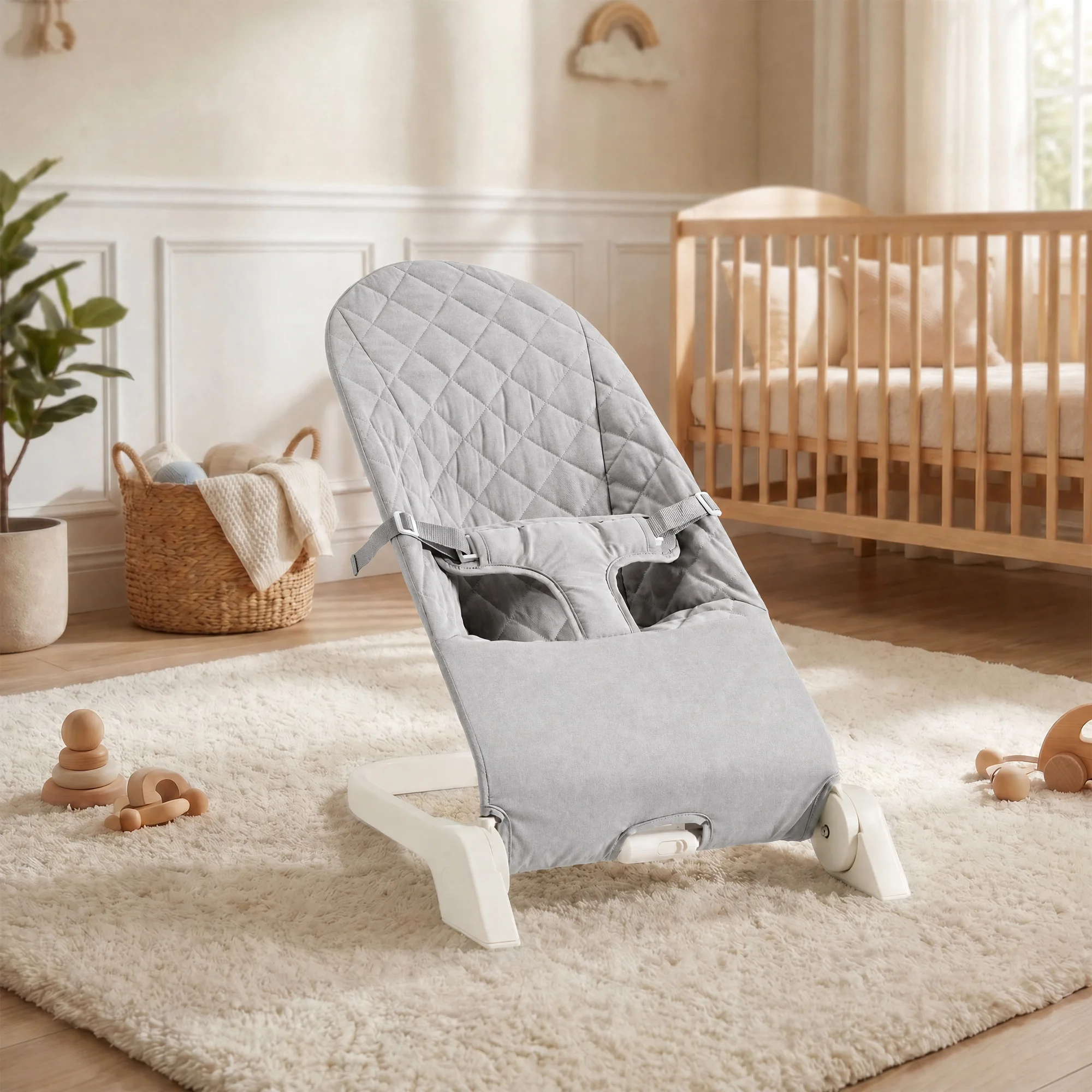 Seggiolino a dondolo portatile per neonati, sedia a dondolo ergonomica regolabile per bambini, con meccanismo di oscillazione che riproduce movimenti naturali, sedile leggero e pieghevole,