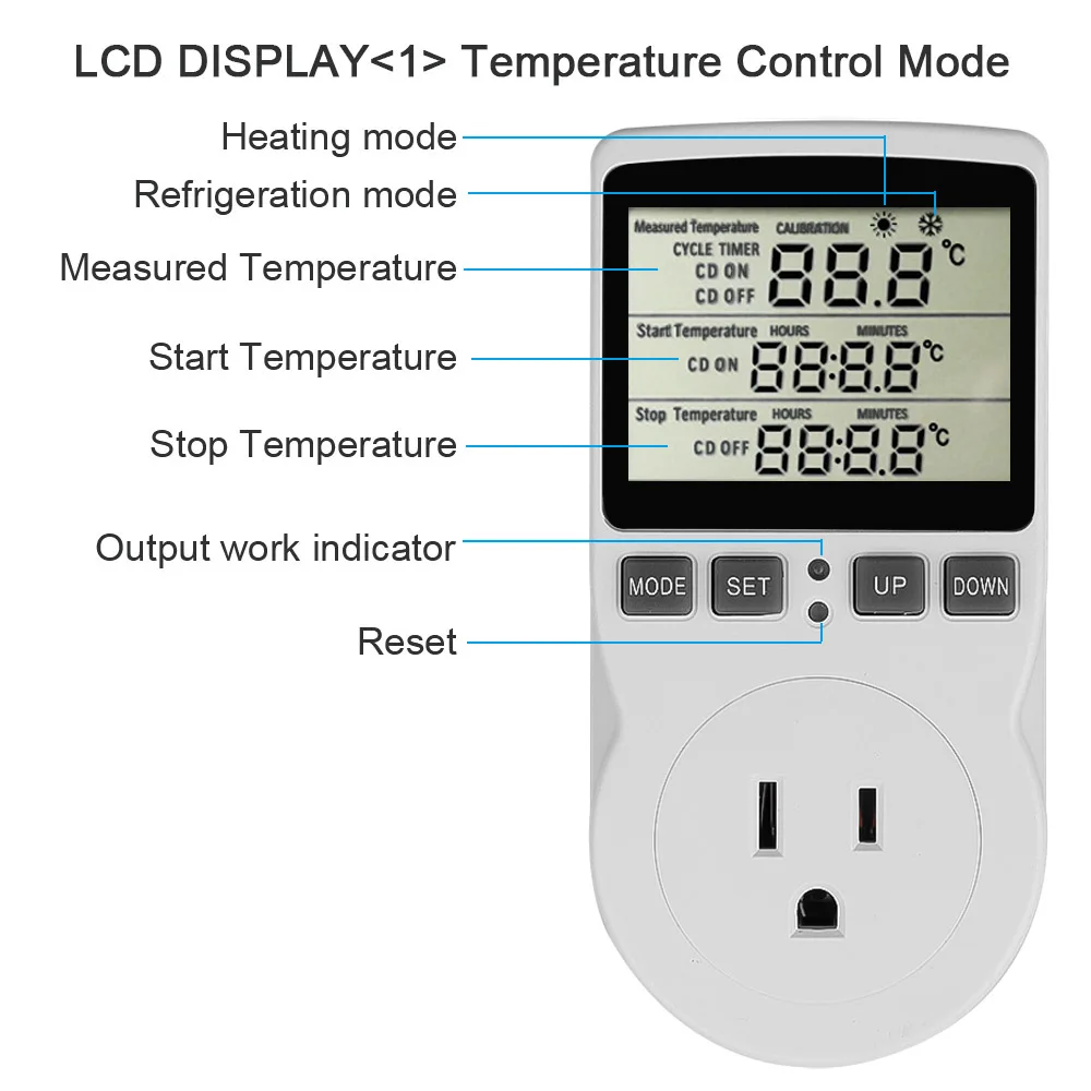 AC 110V~230V Thermostat Timer Digital Temperature Controller Socket Outlet With Timer Switch Sensor Probe Heating Cooling