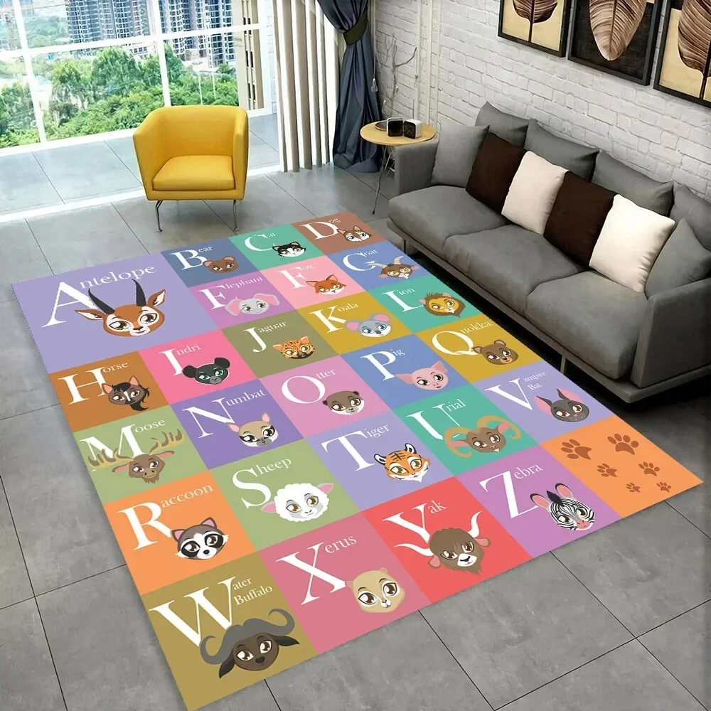 ABC Cartoon Alphabet Children Crawling Kids Playroom Early Education Area Rug,Carpet for Living Room Bedroom Sofa,Non-slip Mat