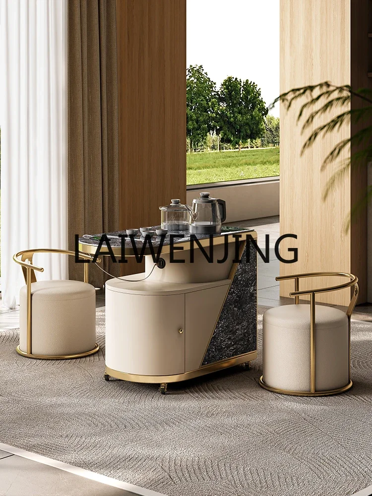 6 Small Tea Trolley Modern Simple High-End Stone Plate Small Balcony Tea Table Combination