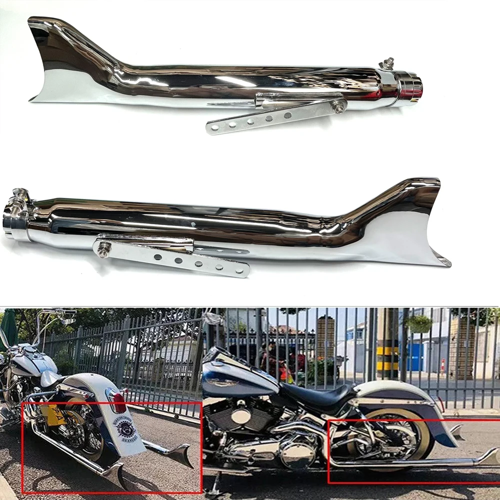 Motorcycle Retro Silver Fishtail Exhaust Muffler 24HP 32HP Engine Part Case Dnepr For Ural K750 M1 M72 R71 R12 MT12 XL883 1200