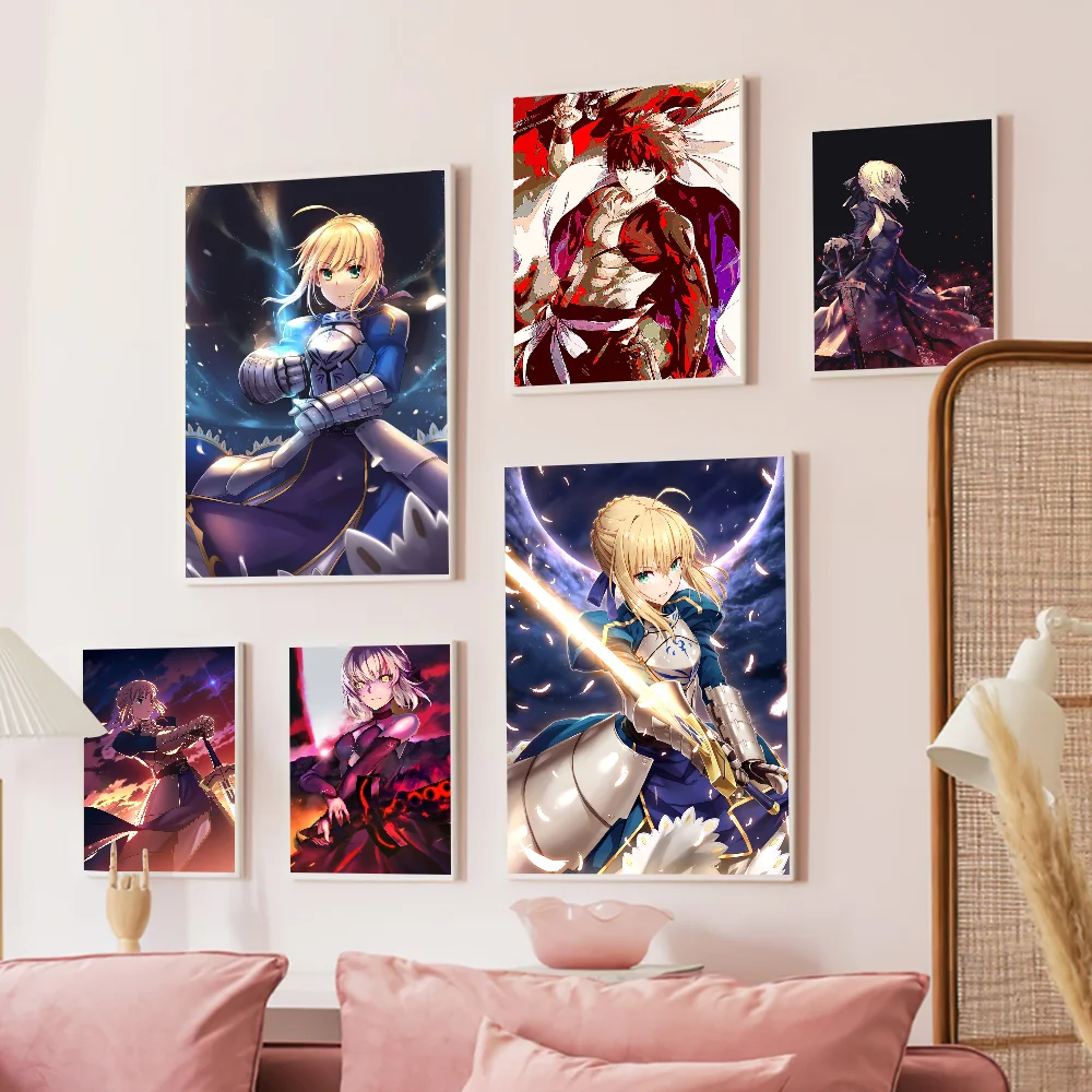 

Anime Zero Stay Night Cartoon Movie Sticky Posters Whitepaper Sticker DIY Room Bar Cafe Posters Wall Stickers