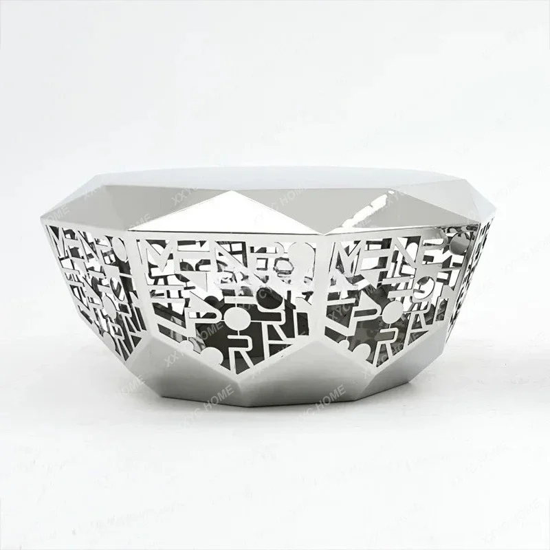 LStainless steel diamond coffee table high-end customized model house villa living room metal coffee table