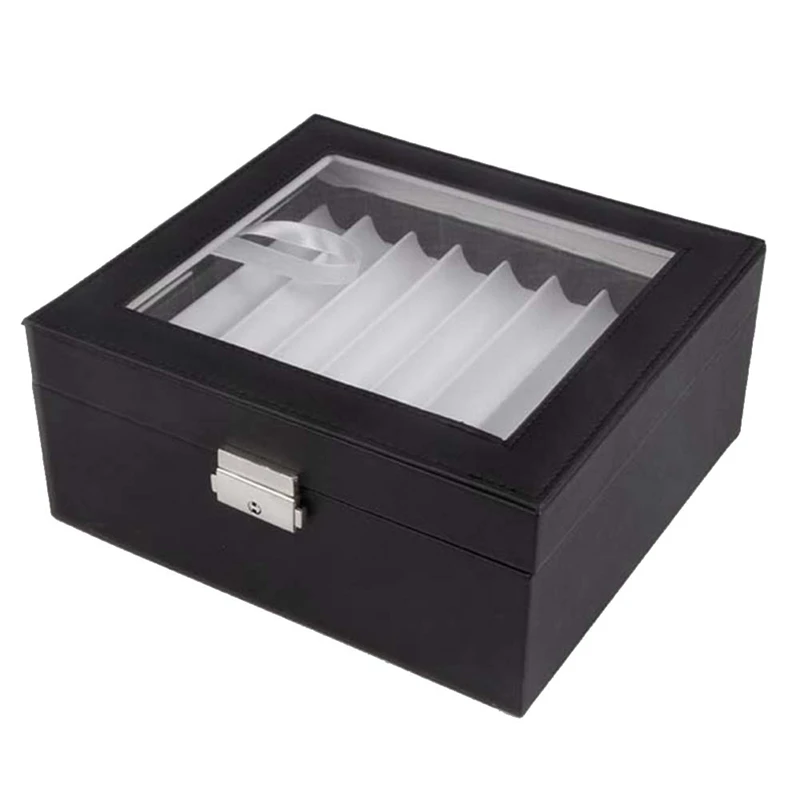 16 Slots Pen Fountain Storage Case Wooden Showcase Transparent Window Stationery Case-Collection