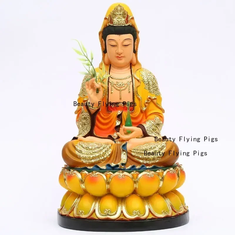 

12 inch resin Buddha statue, 30cm colorful Guanyin statue decoration, praying and offering in the Buddha hall