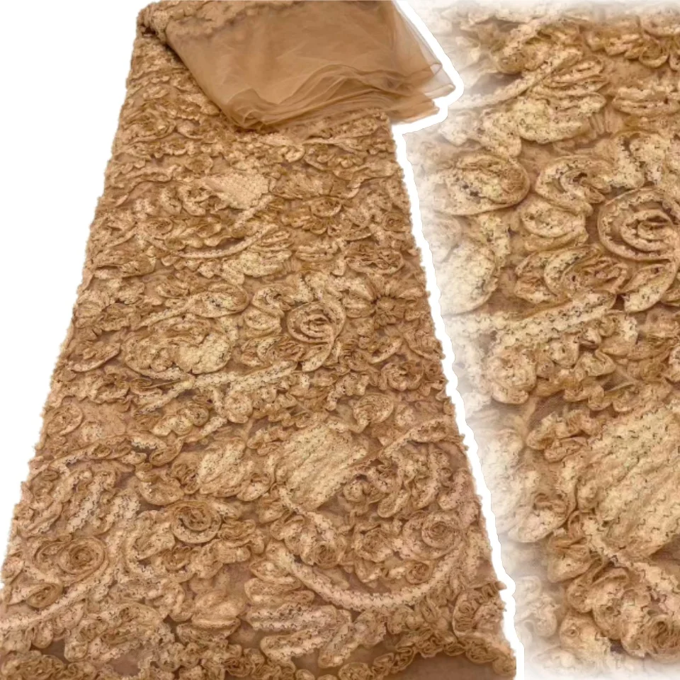 

Latest Hot Sale Fashion Gorgeous Handmade Luxury Embroidery Lace Fabric 2025 High Quality Lace Party for 5 Yard Dress TP1593