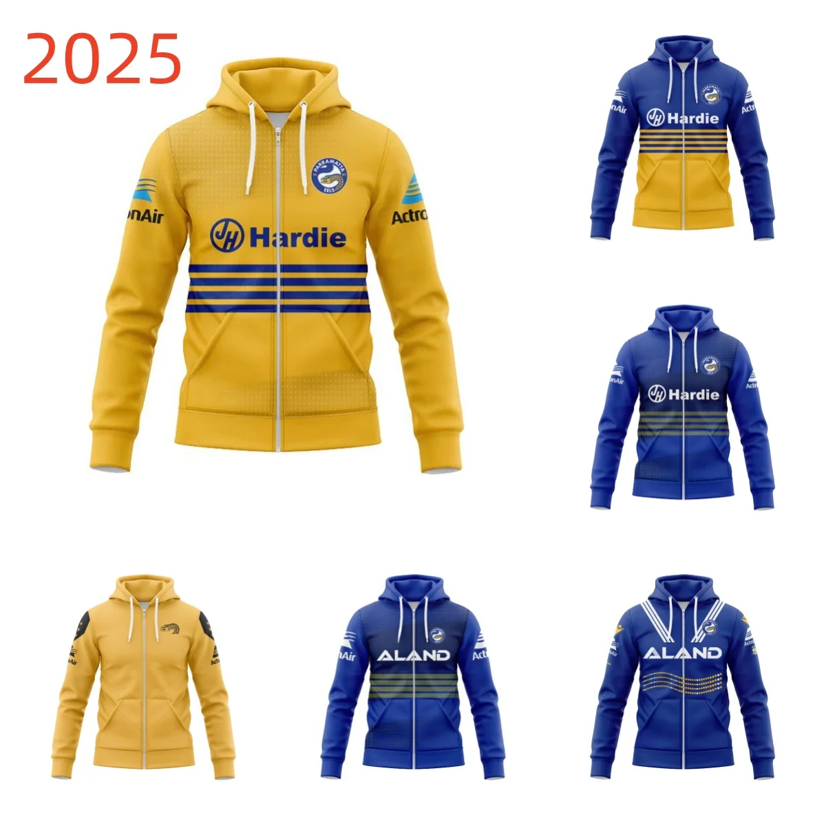 

Мужская реплика толстовки с капюшоном на молнии Eels 2024, домашняя/выездная майка для регби - высокое качество