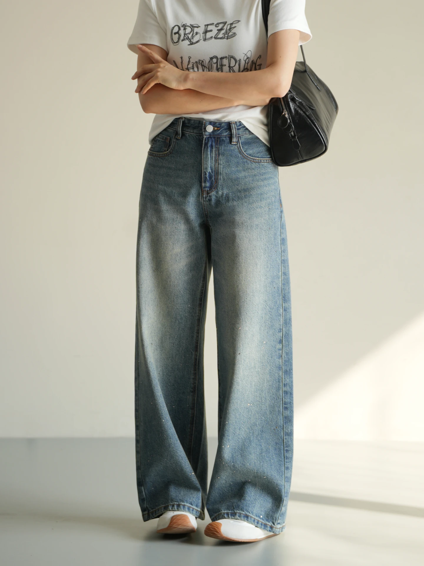 

Блестящие джинсы со стразами для женщин, повседневные, прямого кроя, универсальные, длинные брюки, весенняя коллекция, женская мода