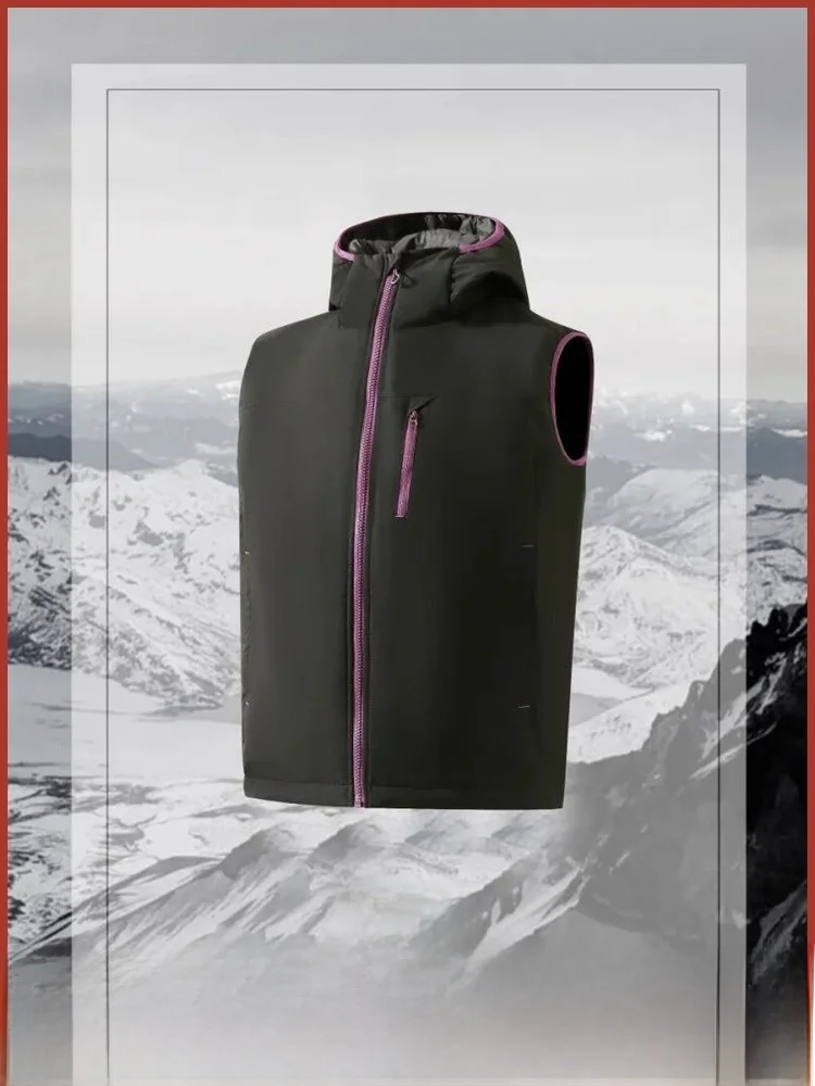 

Outdoor Hooded Stand Collar Vest Men's Winter New Color Blo Design Versatile Youth Faion Polyester Fiber Zipper Decoration