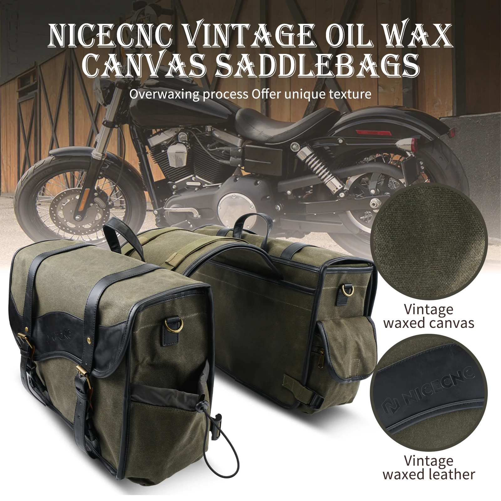 

2 Pcs Motorcycle Bags Water Resistant Off Road Luggage Saddlebag Panniers for Harley Davidson Dyna Softail Iron883 2013-2024