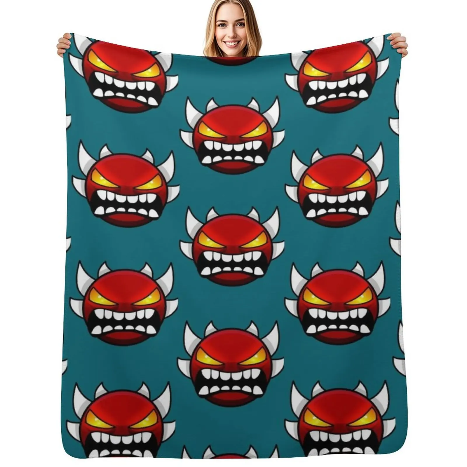 

Geometry dash Extreme demon Throw Blanket Shaggy Blankets For Sofas Summer Bed Blankets