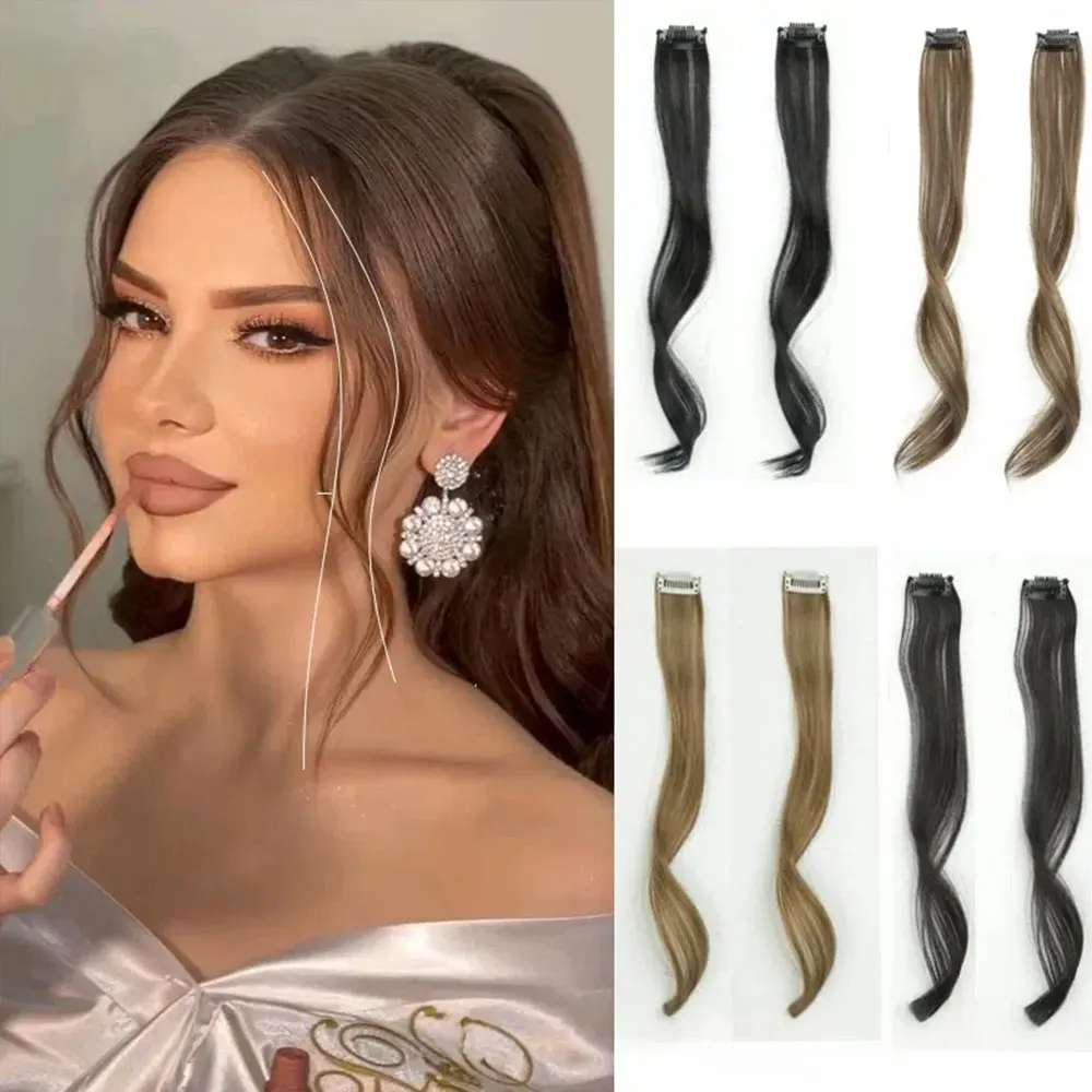 

Синтетический парик с челкой в виде усов дракона, натуральный лоб, искусственная челка, волнистый локон, зажим, передняя челка, подходит для повседневного использования женщин