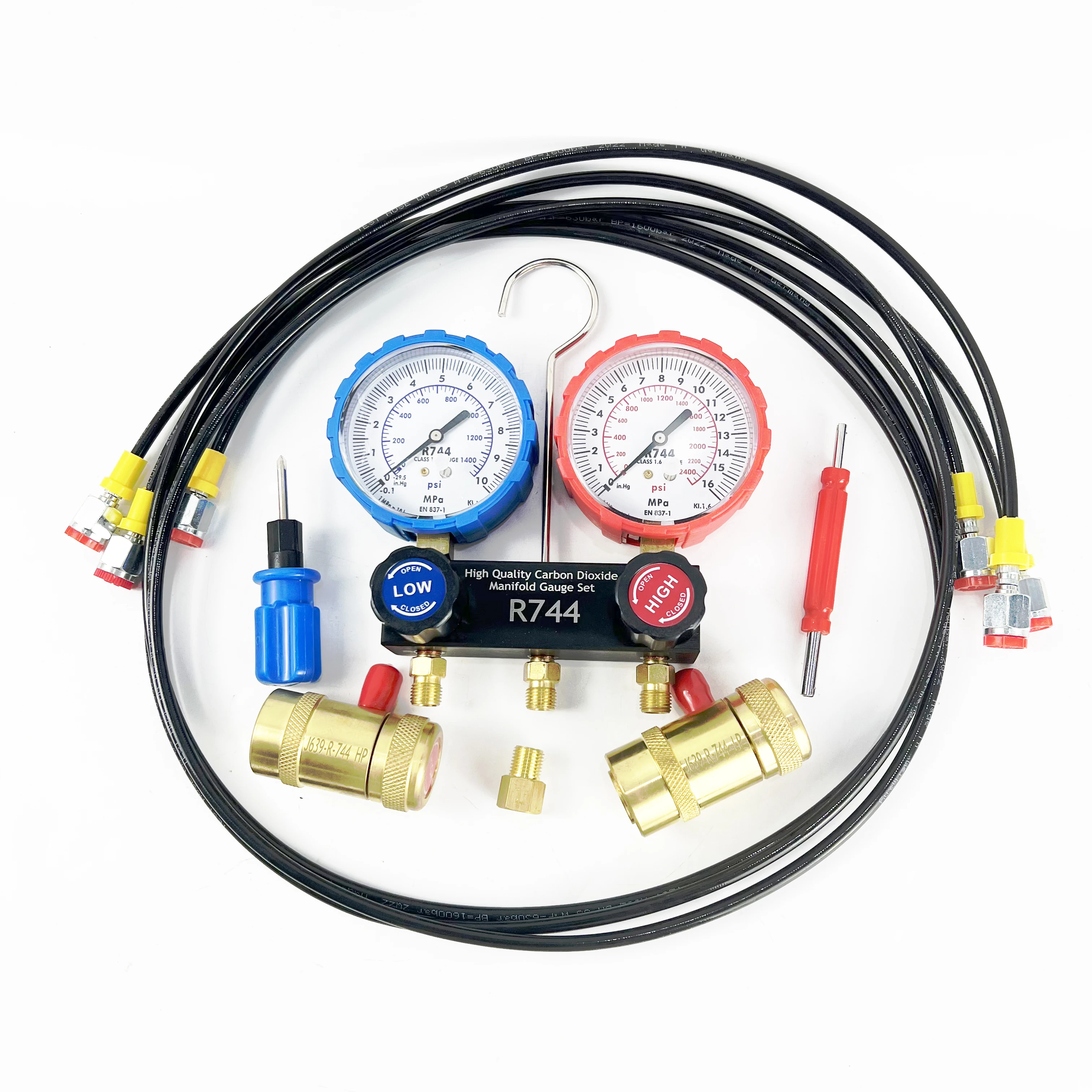 Air conditioning R744 refrigerant filling pressure gauge, R744 refrigerant manifold gauge