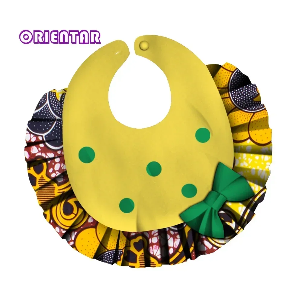 Cute African Bib Necklace for Baby Kids African Print Cotton Round Pleated Newborn Bibs African Baby Clothes Decoration WYB432