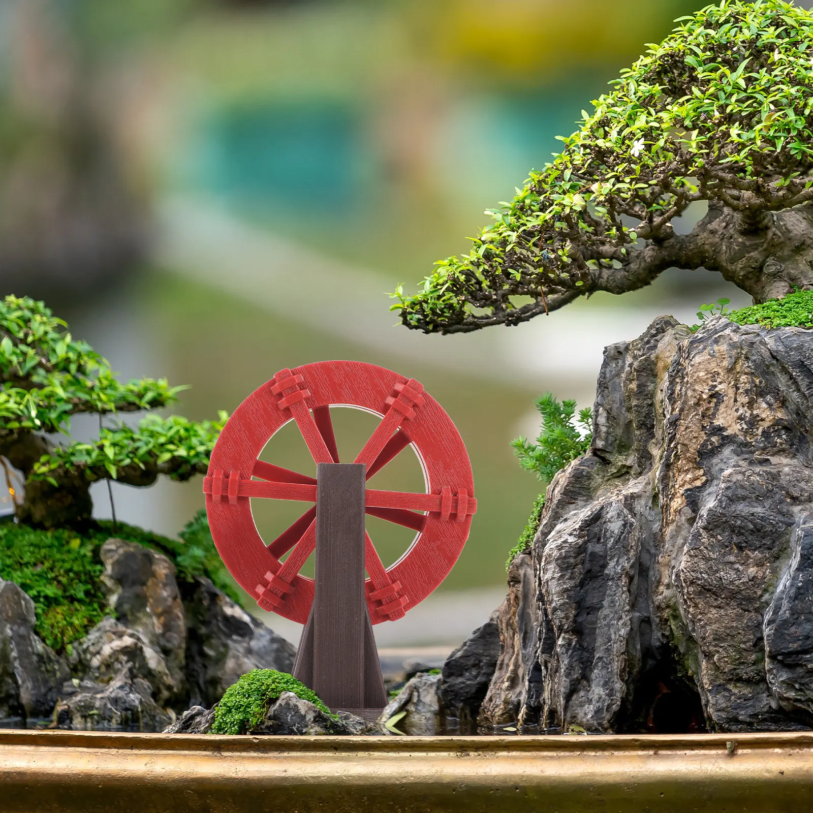 DIY Mini Water Wheel Fountain Accessory for Zen Garden Home Office Decor Micro Landscape Scene Layout Running Water Wheel Decor