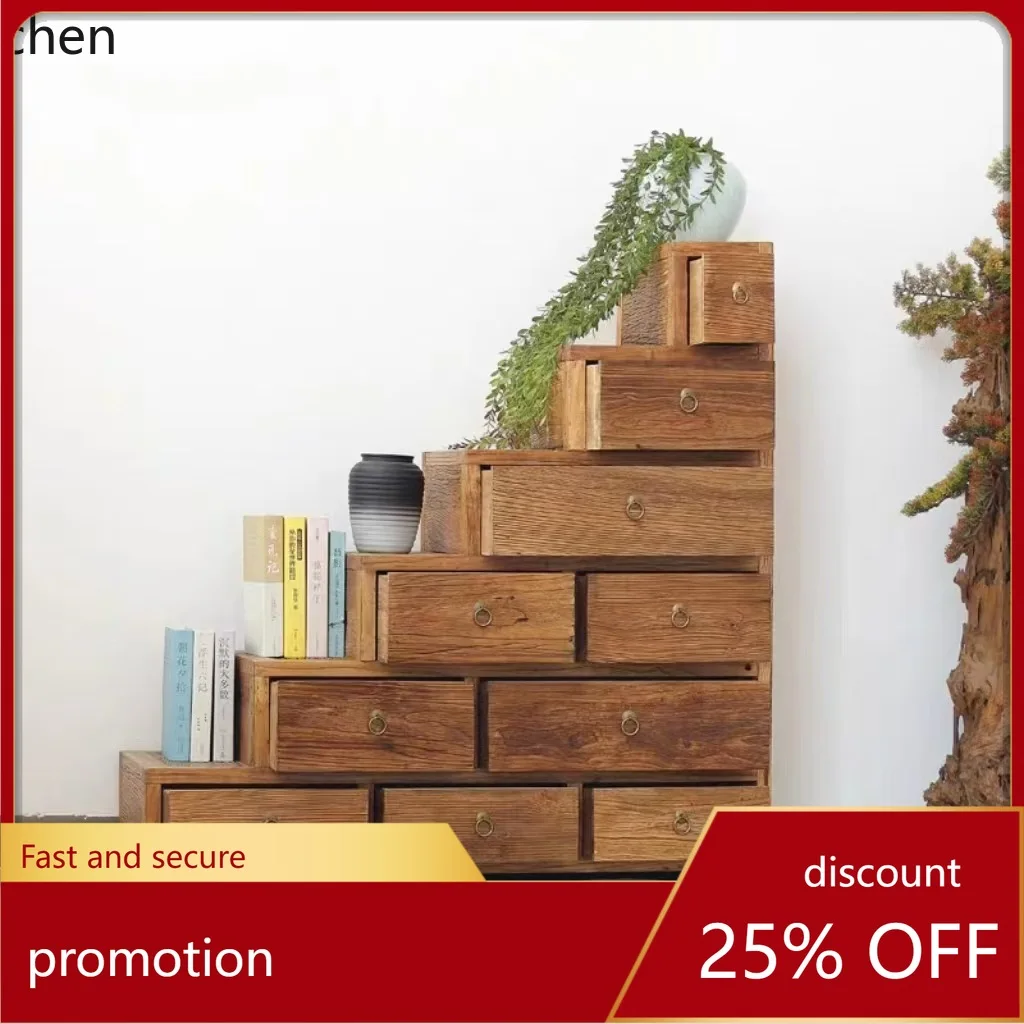 HXL Ladder Storage Cabinet Storage Log Staircase Cabinet Solid Wood Irregular Cabinet