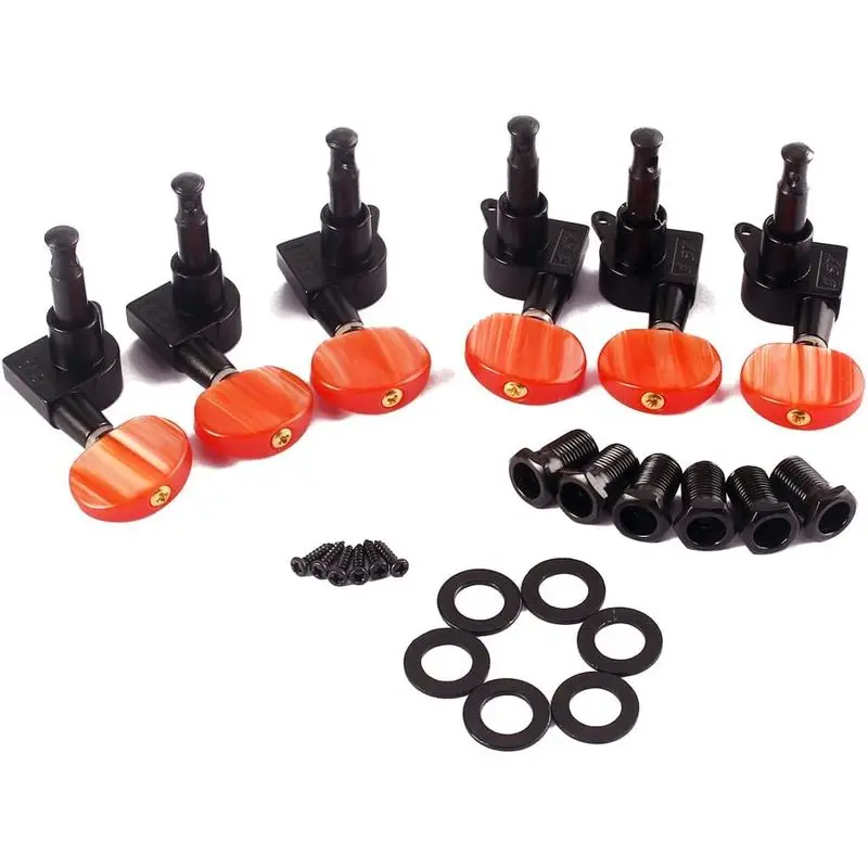 3L3R Sealed Guitar Tuner Machine Heads Tuning Pegs Black Red for Electric Guitar Replacement Instrument Hardware Parts