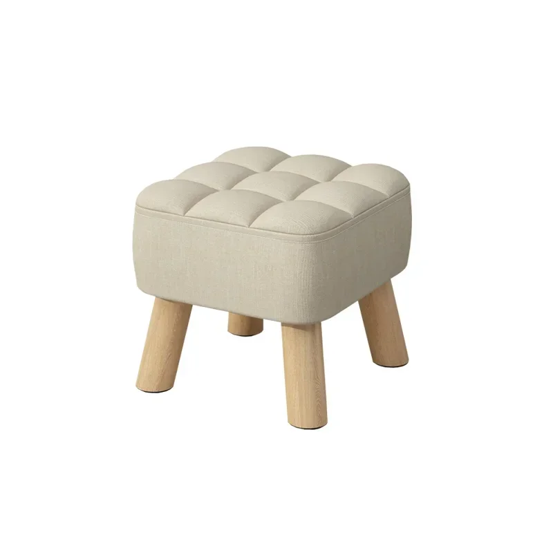 

Wood Legs Ottomans Fluffy Soft Cushion Cover Balcony Hallway Nordic Portable Kid Foot Stool Travel Minimalist Furniture