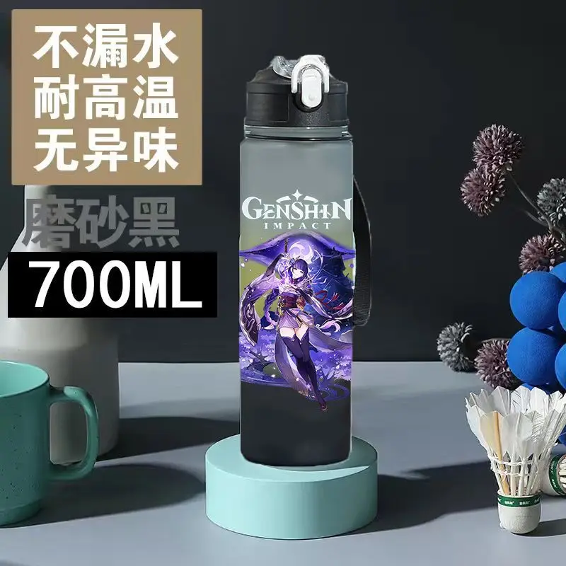 Anime Cartoon Genshin Impact Zhongli Hu Tao Sports Water Cup Y2K Summer New Portable Plastic Water Cup Outdoor Anti Fall Kettle