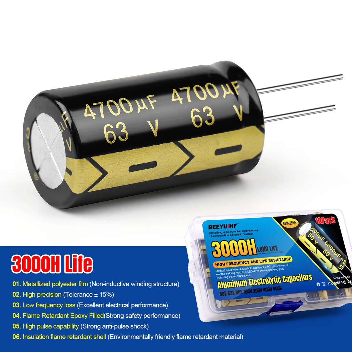 JCCON 2 Âm Thanh Điện Phân Tụ Điện 160V2200UF 30X60Mm Cho Âm Thanh Hifi Khuếch Đại Cao Tần Số Thấp ESR Loa thấp Resistanc