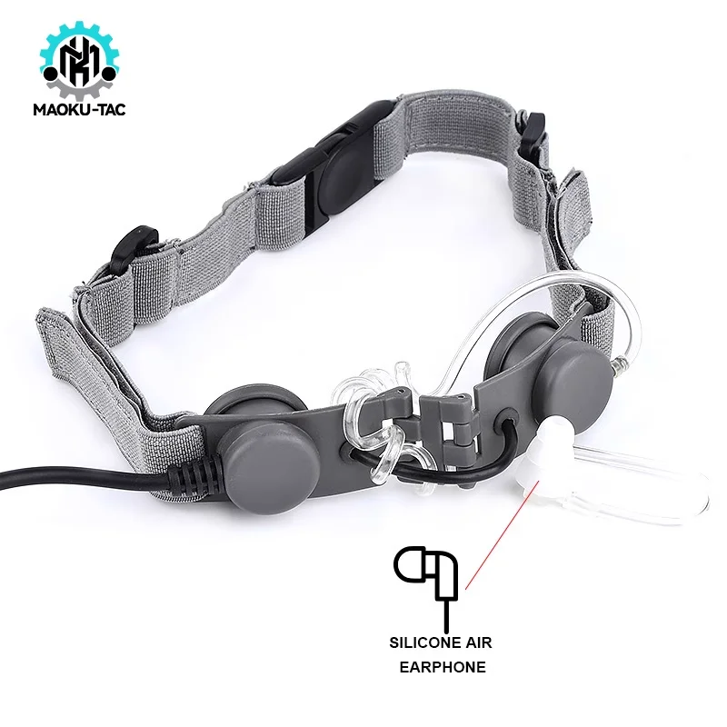 

High quality MAOKU single-sided tactical throat microphone vacuum earplug throat vibration air duct