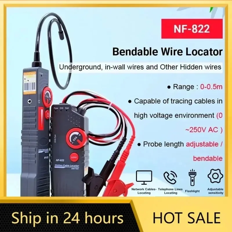 NF-822 Hidden Wires in Walls, Underlaid Wires, Underground Cables, Fault Short Circuit Detector, Strong and Weak Current