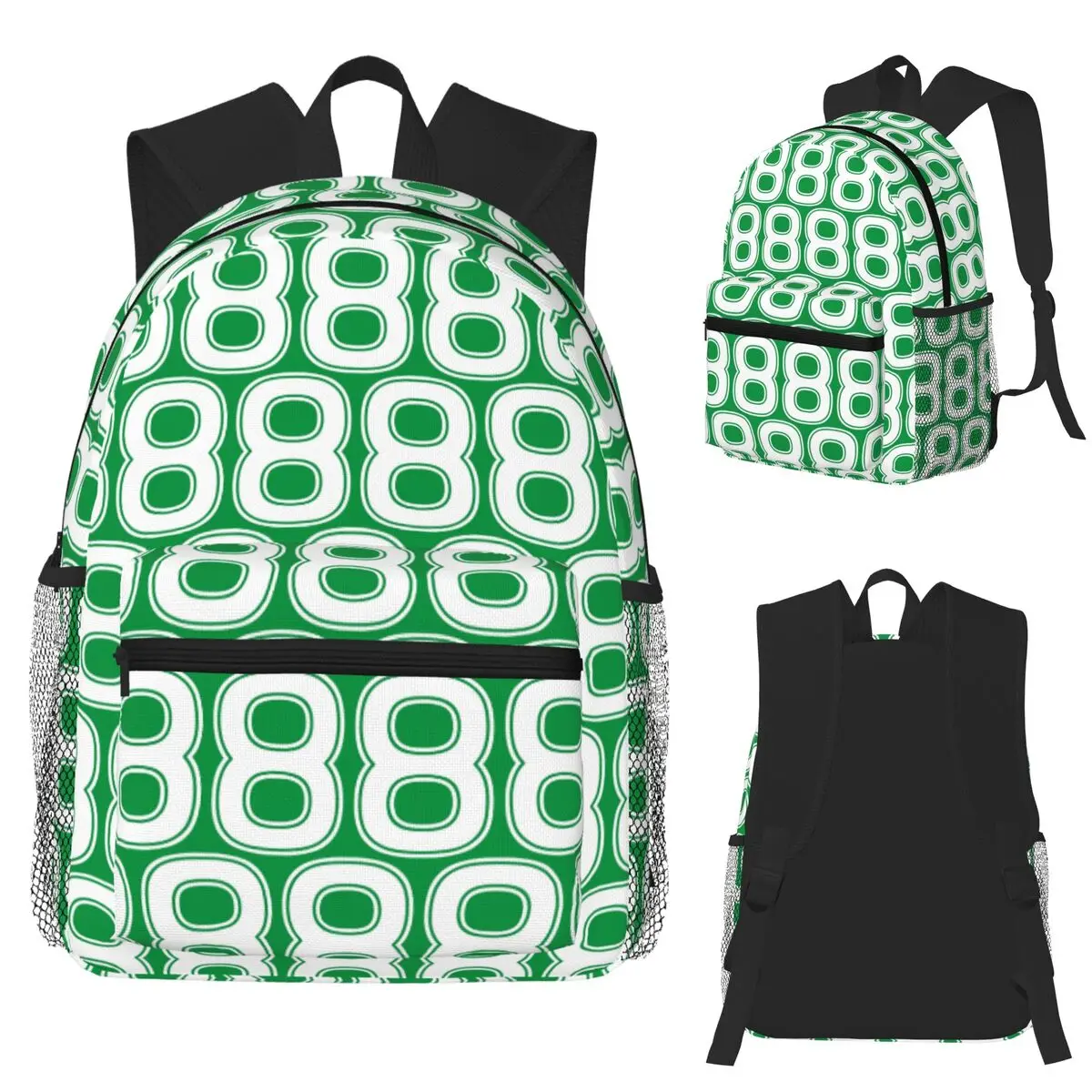 

Number 8, White Eight Student Backpack School Bag Hiking Travel Daypack for Boys Girls Fashion Bookbag Shoulder Bags