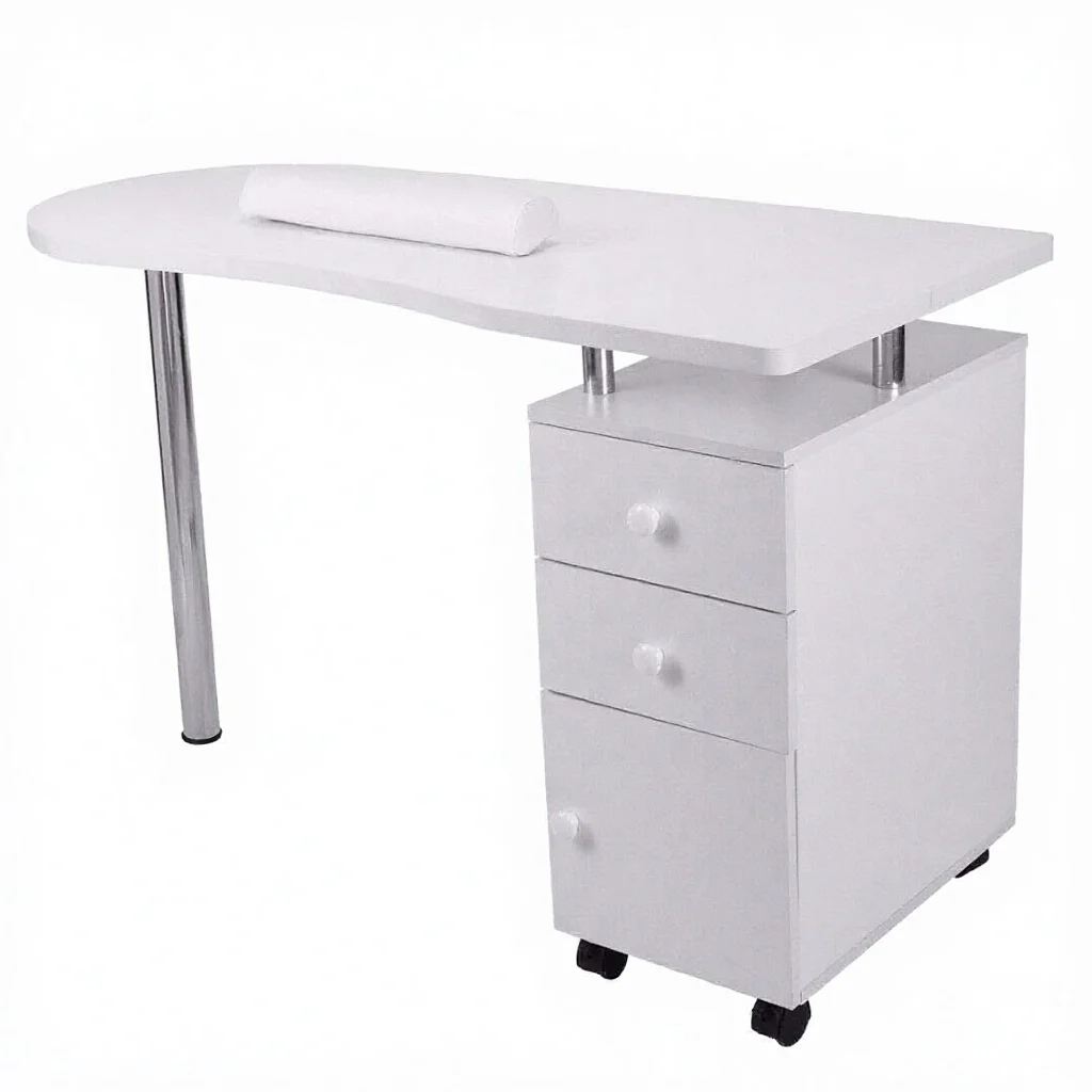 High Quality Modern Metal Wood Top Manicure Nail Art Salon Table Durable Commercial Furniture for Beauty Salons