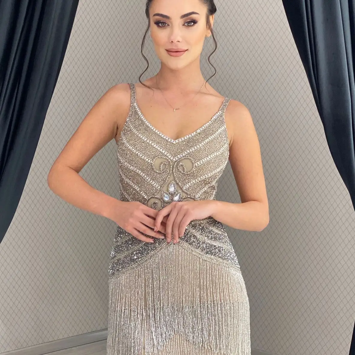 FATAPAESE Customized Glitter Sexy Bridesmaid Dress  Fully Beaded Sequins Stones Bodice Sheath Gown Wedding Engagement Dress