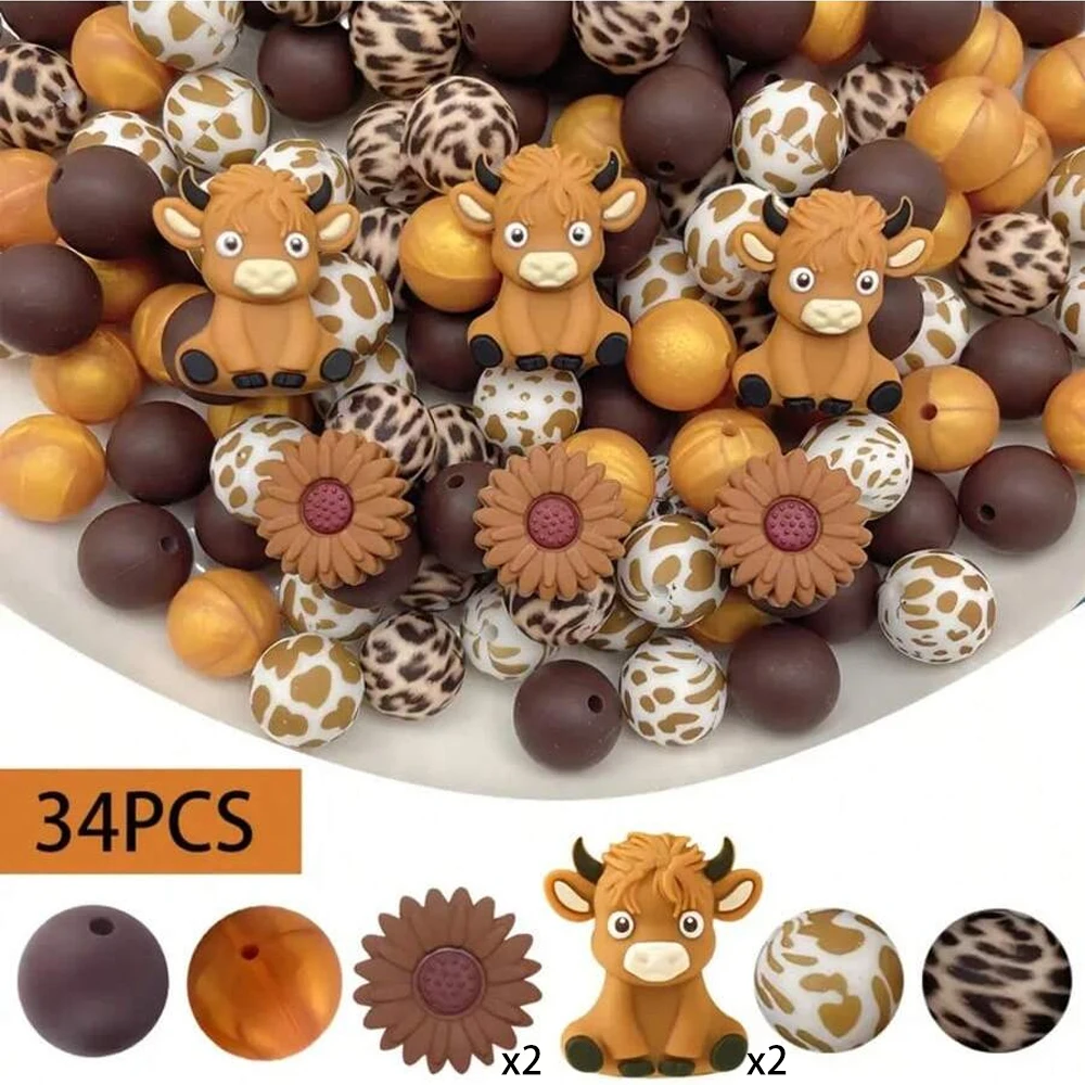 25/34-teiliges 3D-Tier-Silikonperlen-Set für DIY-Halsketten, Armbänder, Dekorationen, Stifte, Schmuckanhänger usw. Geburtstagsgeschenk für die Feiertage – Detail 14