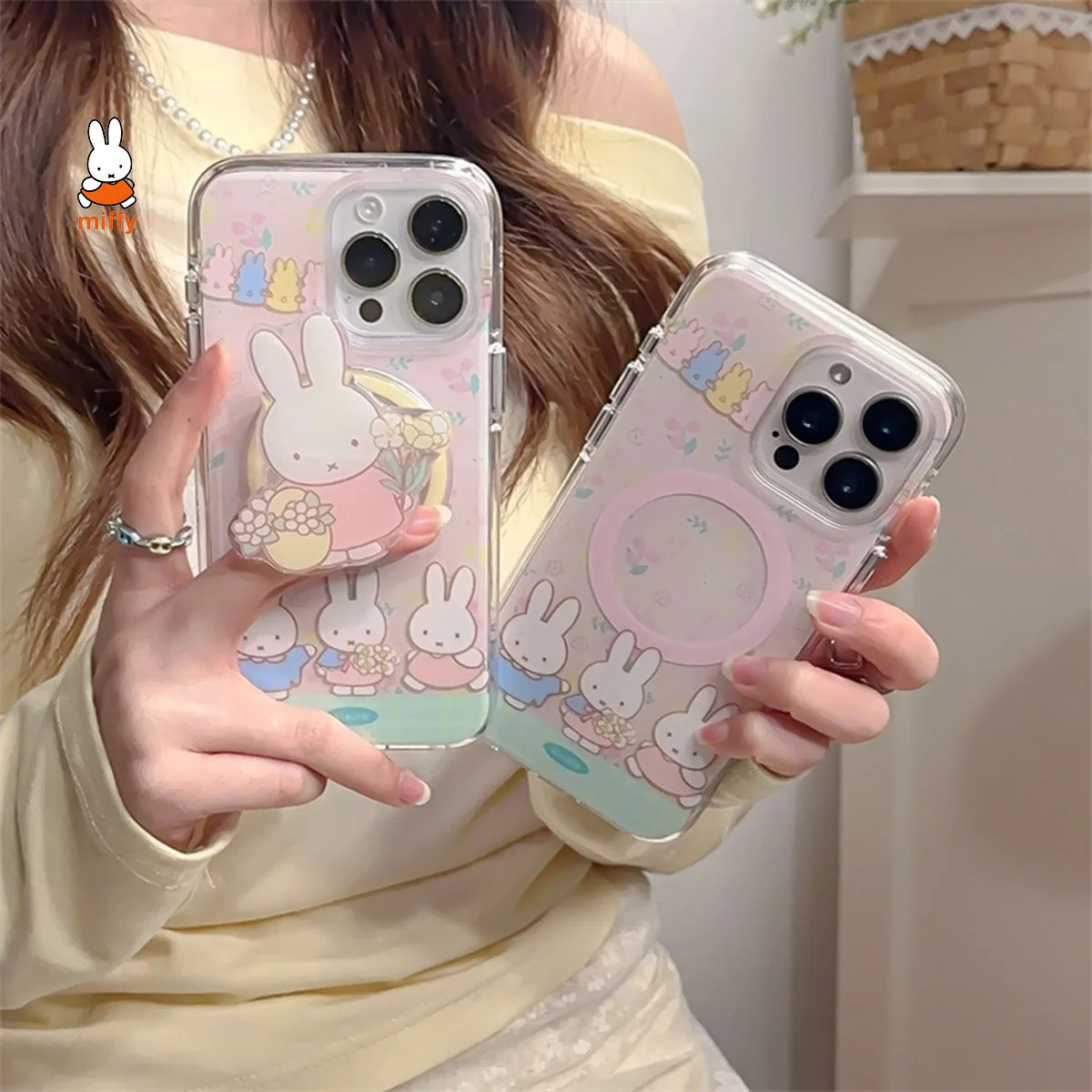 

Miffy Kawaii Cartoon Mobile Phone Case Cute Anime Rabbit Phone Case Suitable for Iphone16 Promax 15Promax 14 13