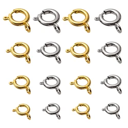 5pcs Stainless Steel Gold Round Claw Spring Lobster Clasps Hooks For Bracelet Necklace Connectors DIY Jewelry Making Supplies
