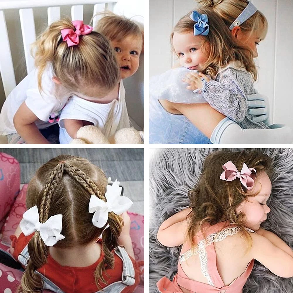 10PCS 3inch Hair Bows for Girls Clips Grosgrain Ribbon Boutique Handmade Bowknot Alligator Clips for Teens Toddlers Kids