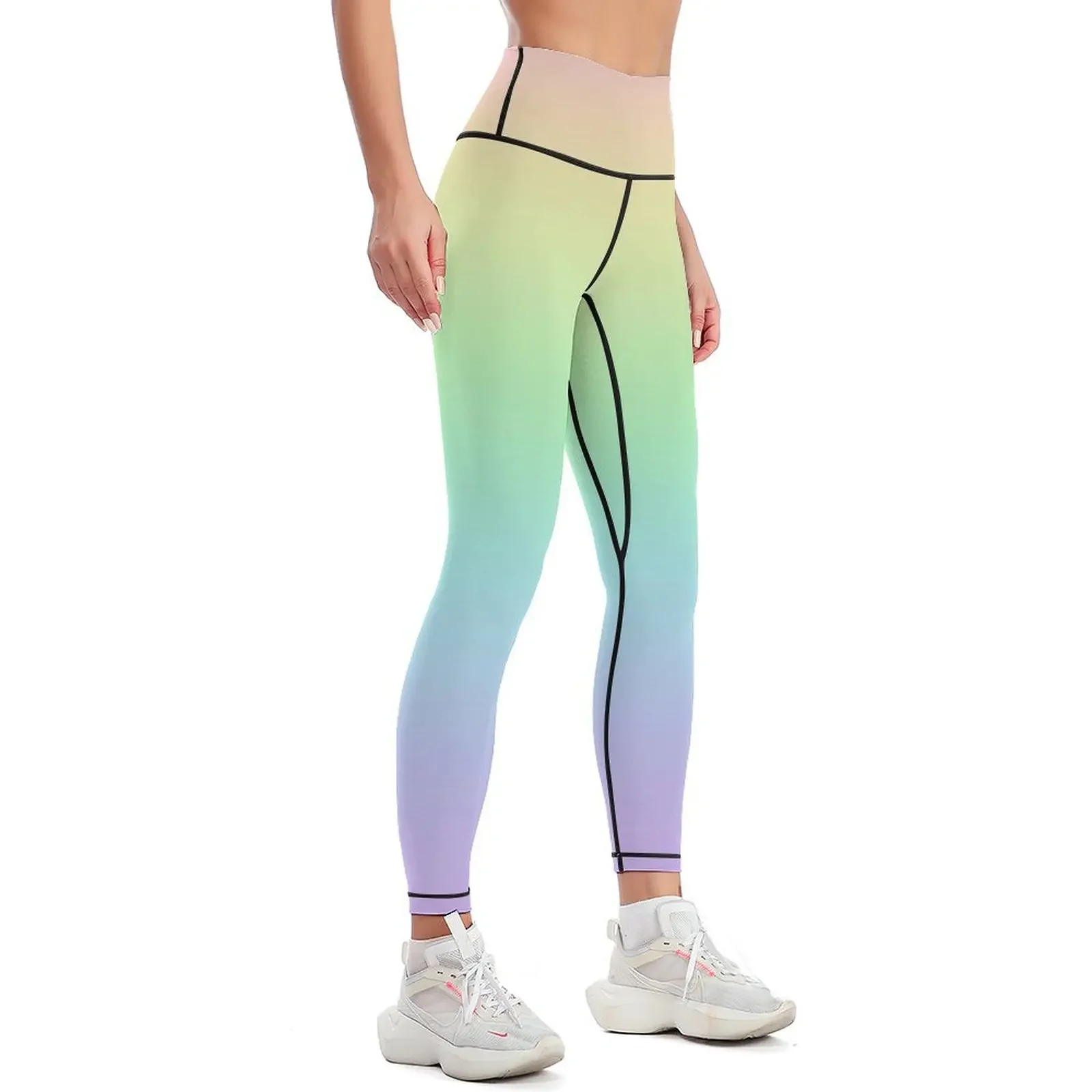 Pastel Rainbow Gradient Leggings legging push up legging pants raises butt Women's sportswear Womens Leggings