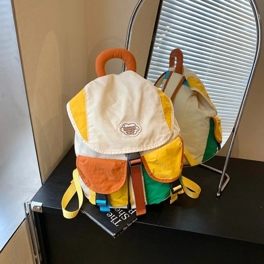 Farblich abgestimmte 2-Größen-Eltern-Kind-Taschen, große Kapazität, koreanischer Stil, Kordelzug-Schulrucksack, Nylon-Multitaschen-Rucksack – Detail 6