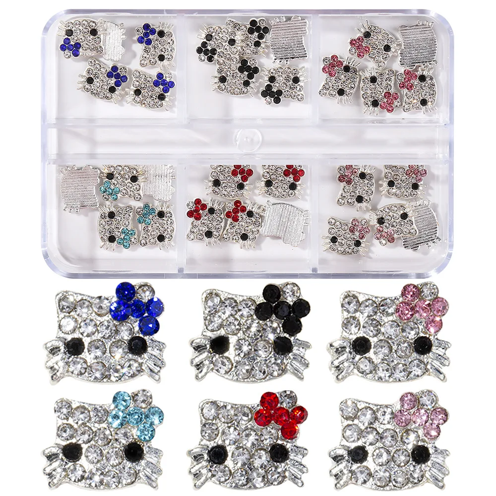 24-50 unids/caja 3D cristal rojo cereza uñas encantos 10x11mm oro Metal cereza Nail Art 6Gird/caja circón cereza manicura joyería