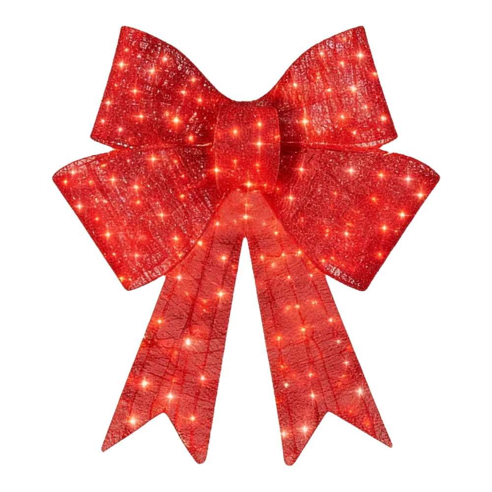 For Lawns For Front Porch Tree Decoration Outdoor LED Bow Porch Decoration Display 24 Inches Easy Install Christmas Decor