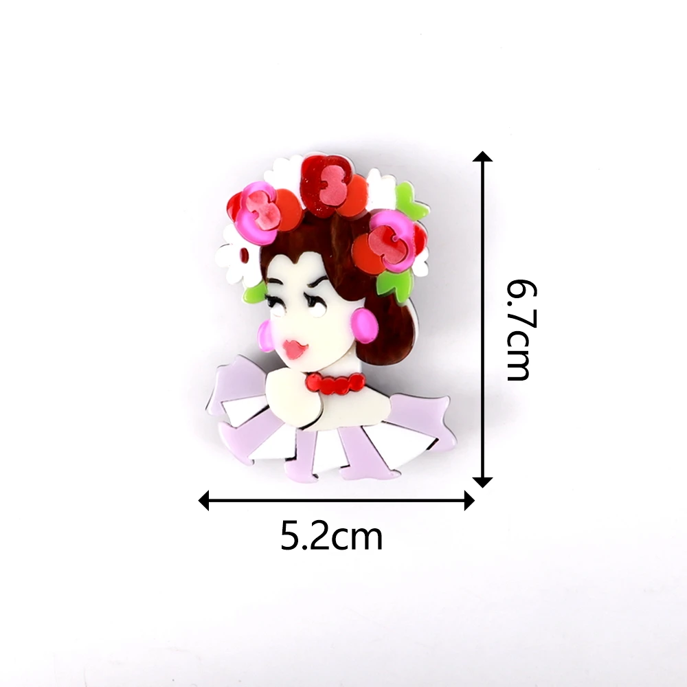 Cute Acrylic Ancient Costume Lady Brooches for Women Flowers Beauty Girl Figure Badges Brooch Pins Office Jewelry Accessories