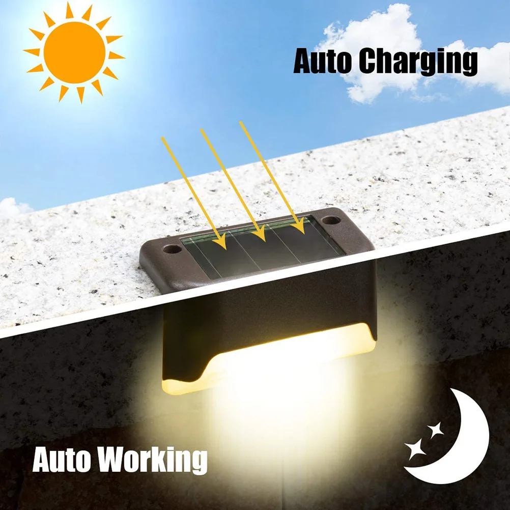 4 pçs ao ar livre caminho da escada luzes led solar powered luzes para casa jardim ao ar livre caminho quintal pátio escadas passos cerca luz da noite