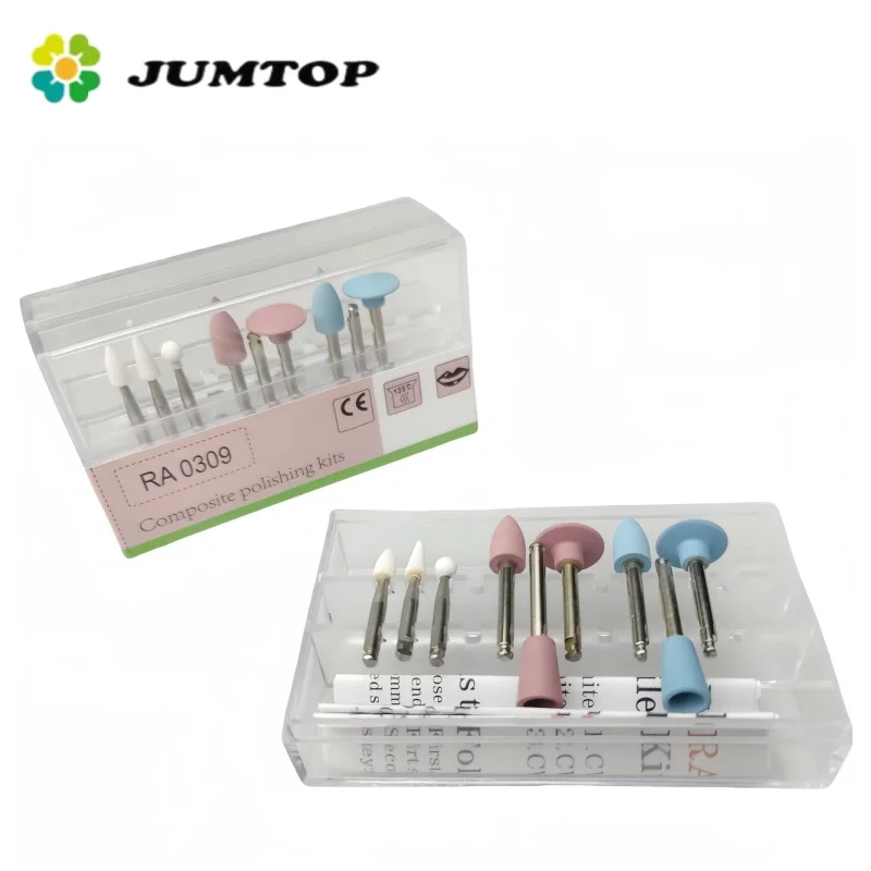 JUMTOP 9Pcs Dental Composite Polish Kit Silicone Grinding Heads Teeth Polisher Polishing Burs for Low Speed Handpiece