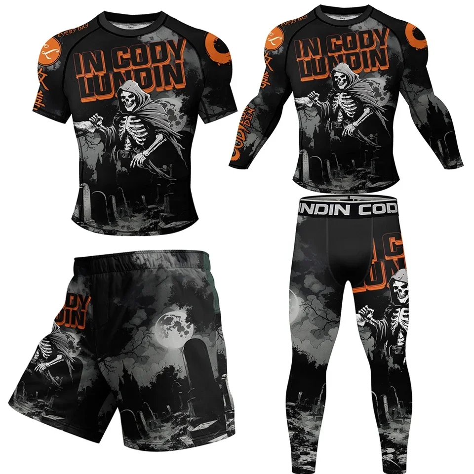 Compression MMA Bjj Rashguard Grappling Tracksuit Mens Boxing Jerseys Set Training Sport Fitness Gym Clothing Running Sportswear
