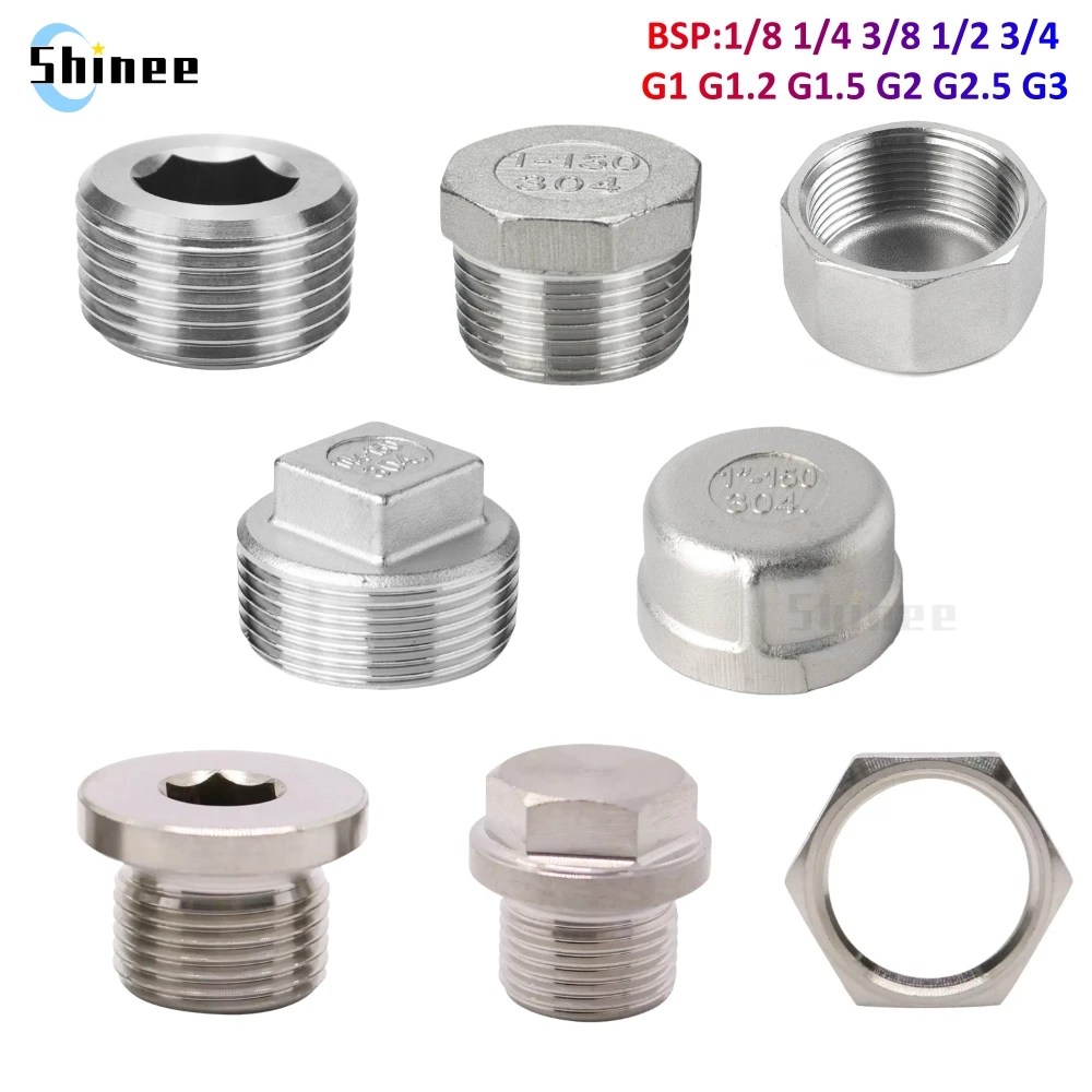 1/5/10szt 1/8" 1/4" 3/8" 1/2" 3/4" 1" G1.2 BSP Męski kołnierz stożkowy z łbem sześciokątnym Kołpak końcowy 304 Złączka rurowa ze stali nierdzewnej