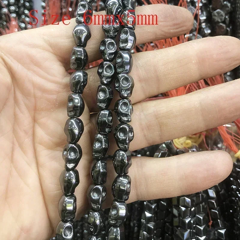 45 Style Natural Black Hematite Stone Beads Star Geometric Column Heart Loose Spacer Beads For Jewelry Making Bracelets Necklace