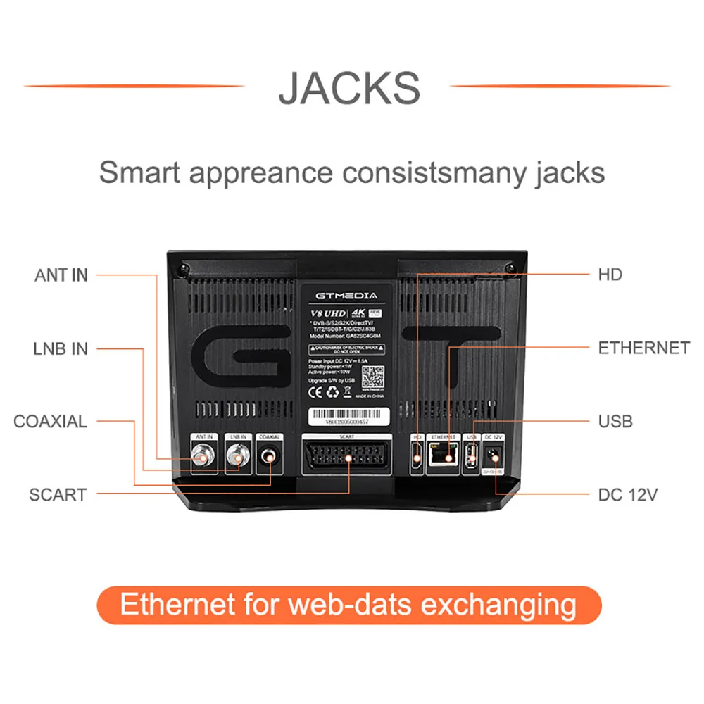 GTMEDIA V8 UHD DVB-S/S2/S2X,DVB + T/T2/ISDB-T/C récepteur Satellite 4K HD H.265 intégré 2.4G WIFI Full PowerVu TV récepteurs