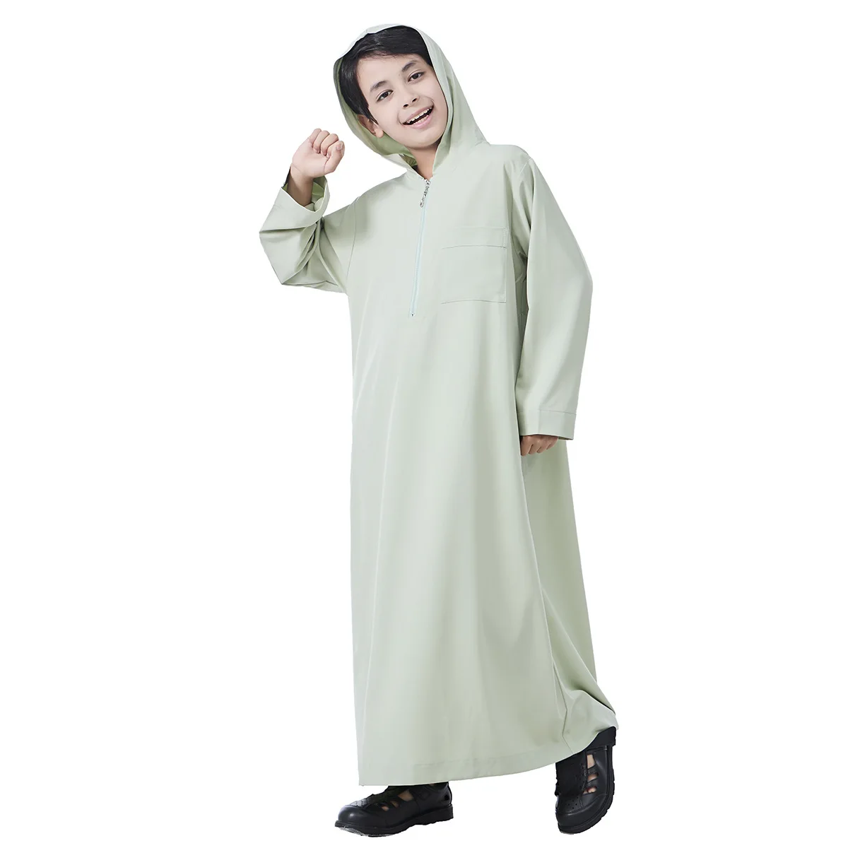 

Ramadan Boys Jubba Thobe Muslim Hooded Abaya Middle East Arab Kaftan Long Sleeve Robe Dubai Islam Clothing Child Long Dress Gown
