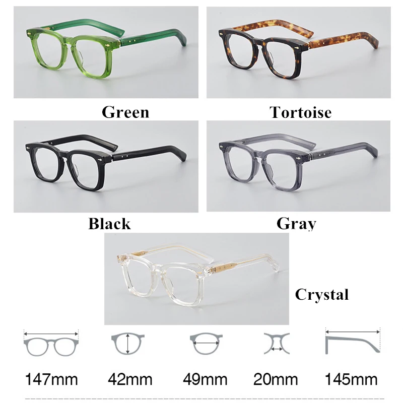 Top Quality Acetate Optical Glasses Frame Men Vintage Square Eyeglasses Women Jacques Brand Design Thick Frame Eyewear Full Rim